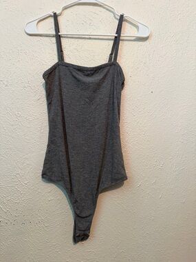 Bozzolo Charcoal Ribbed Bandeau Bodysuit
